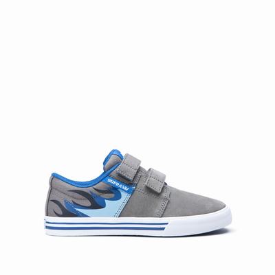 Supra STACKS II VULC VELCRO - Lasten Tennarit - Harmaat/Sininen